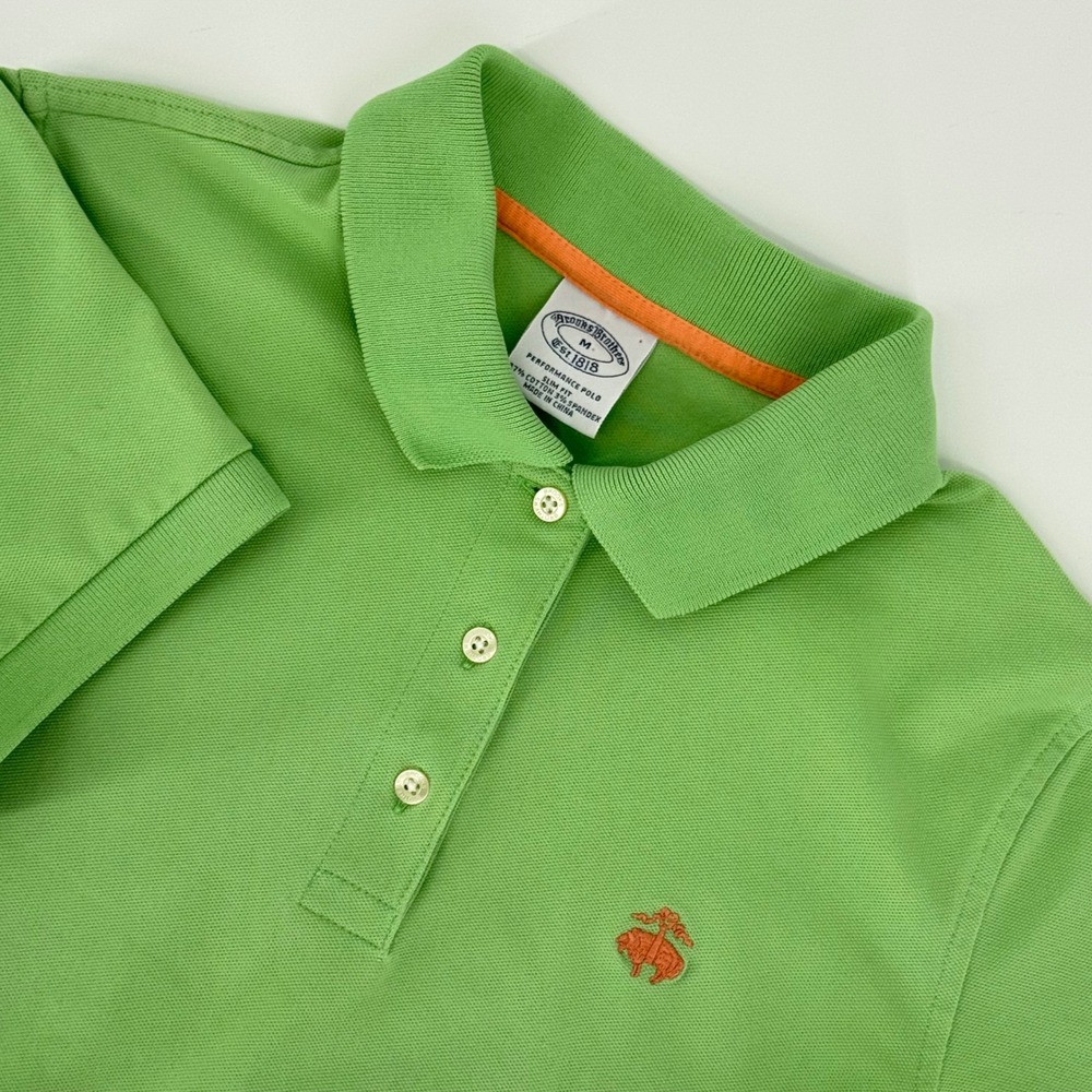 Brooks Brothers Green Polo with Orange Accent